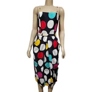 Raul Blanco Vintage Black Colorful Circles Sz 8 Belted Pockets Women's Dress #6